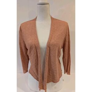 Eileen Fisher Short Cardigan Organic Linen Light Peach Crepe Size Small